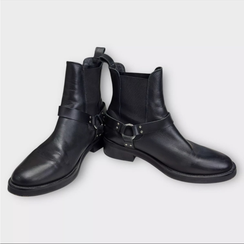 Allsaints Strap Leather Salome Moto Booties Women's 41 US 11 Black
